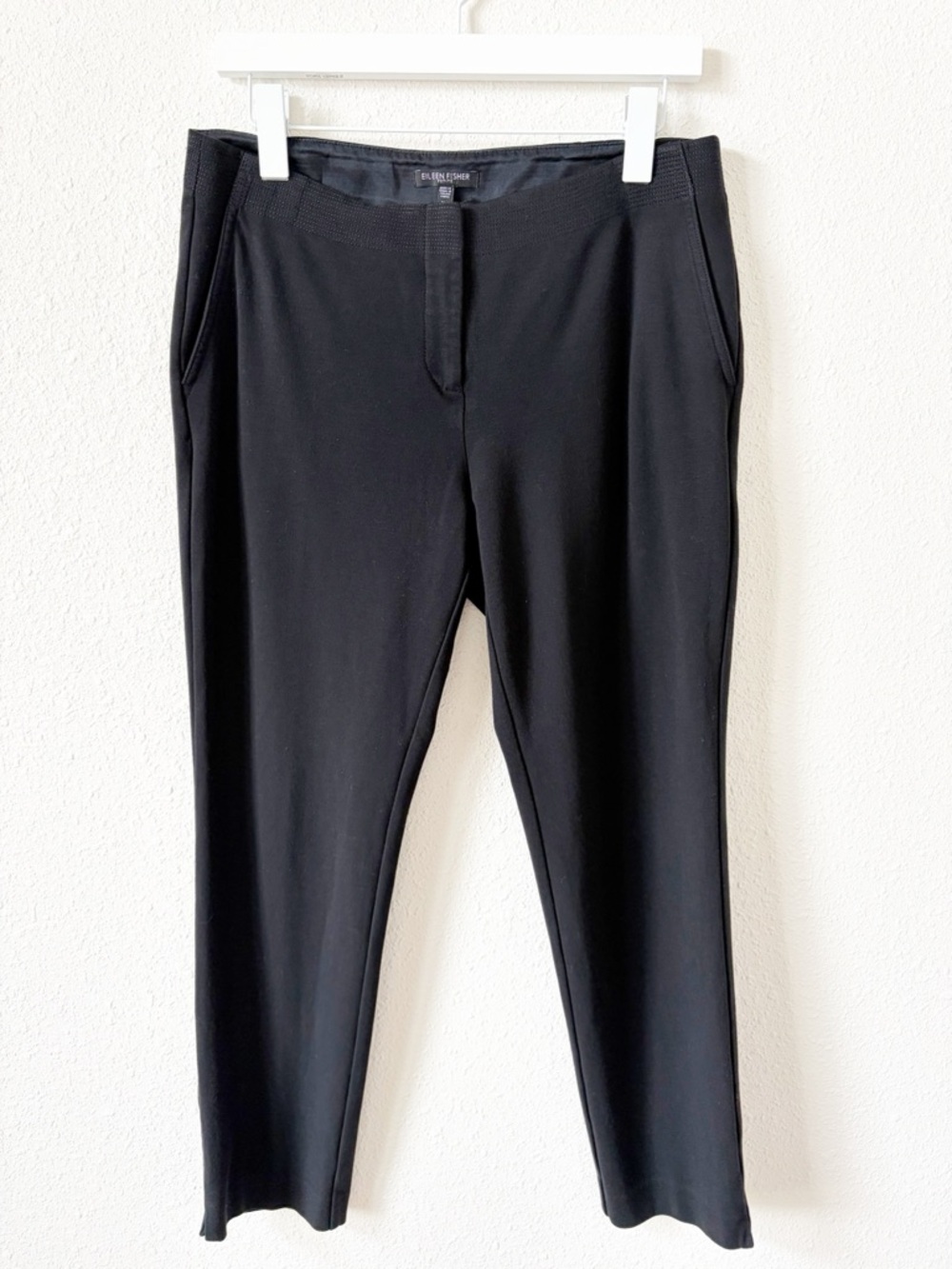 Eileen Fisher Stretch Ponte Slim Pant Black Size Petite Medium Career Cropped